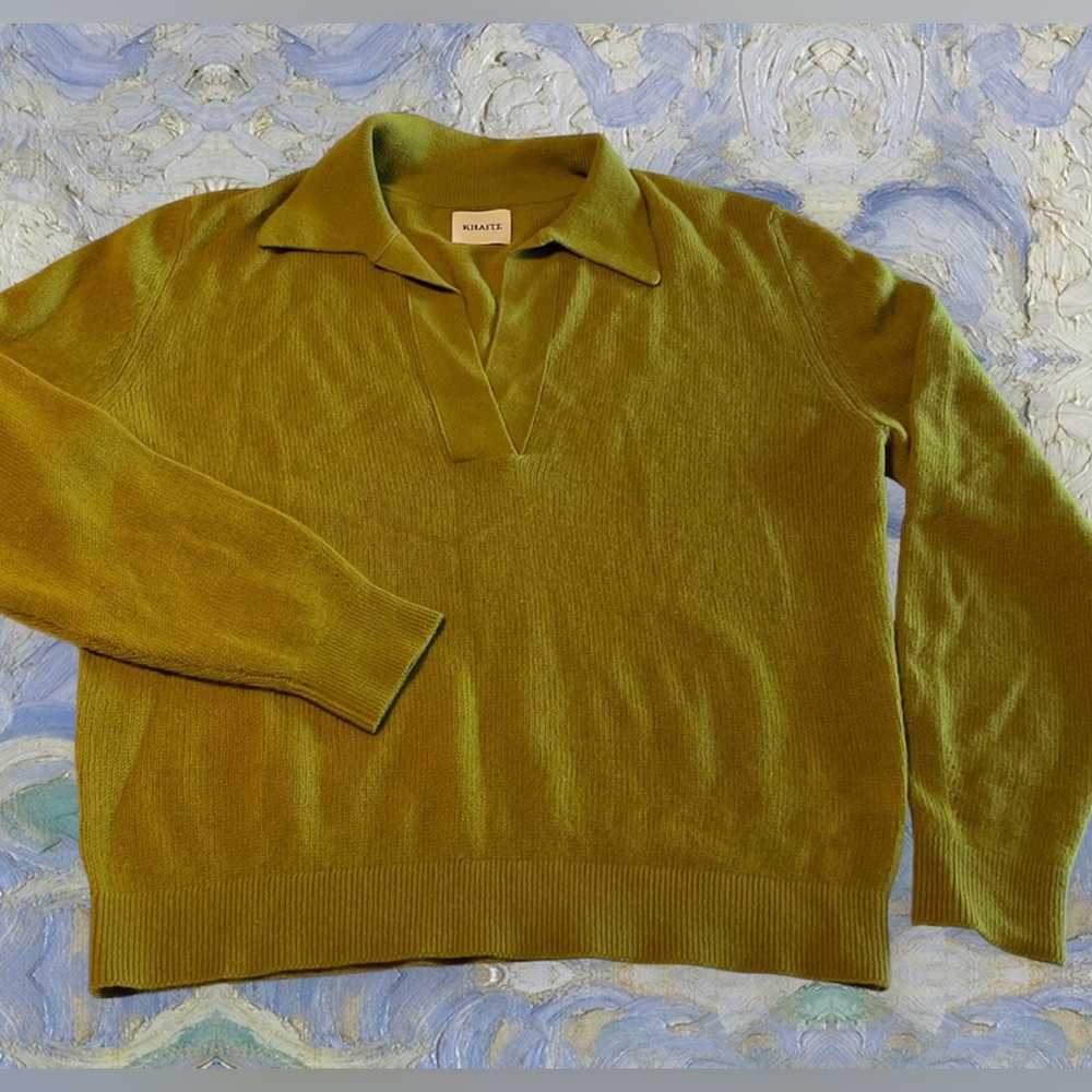 COPY - KHAITE Elsia oversized pure cashmere polo sweater, plunging V-neckline, …